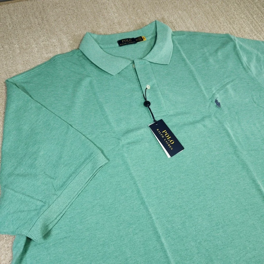 Polo‎ Ralph Lauren Shirt Men 4XLT Mesh Classic Green NEW Luxury Wealth Cotton